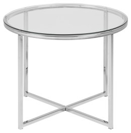 Stolik okrągły Cross szkło/chromowany
