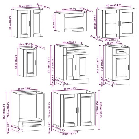 Zestaw szafek kuchennych, Porto, 8-częściowy, czarna