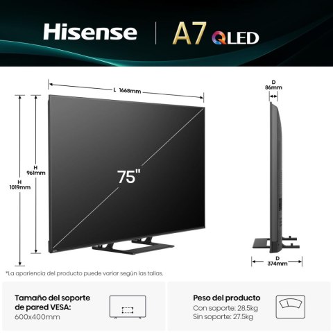 Smart TV Hisense 75A7K 75" 4K Ultra HD LED HDR D-LED QLED