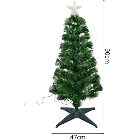 CHOINKA DEKORACYJNA ŚWIATŁOWODOWA MULTIKOLOR 90CM