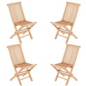Komplet 4 x składane krzesła ogrodowe DIVERO z drewna tekowego