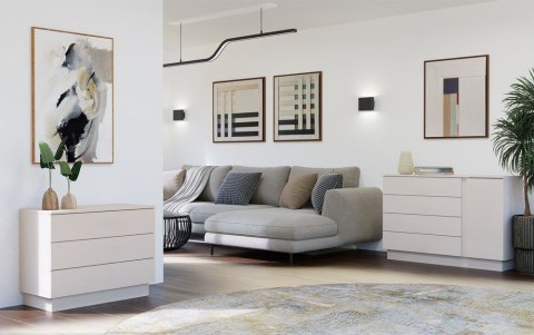 Komoda AMBER 3S Szafka 3 Szuflady Do Sypialni Salonu KASZMIR Beż