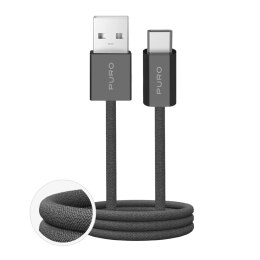 Kabel przewód USB-A - USB-C w oplocie Fabrik 2.0 10W 1.5 m - ciemnozielony