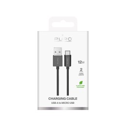 Kabel przewód USB-A - microUSB TPE 12W 2m - czarny