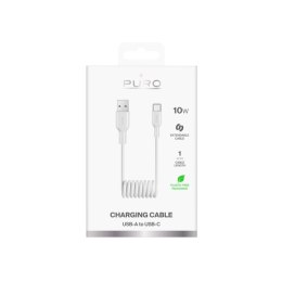 Kabel przewód spiralny USB-A - USB-C 10W 1m - biały