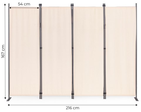 Składany parawan ogrodowy pokojowy 4-panelowy 167x216 cm beżowy MultiGarden