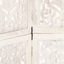 Parawan 5-panelowy, rzeźbiony, biały, 200x165 cm, drewno mango