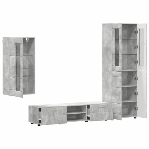 Zestaw szafek RTV Betonowy szary Materiał drewnopochodny