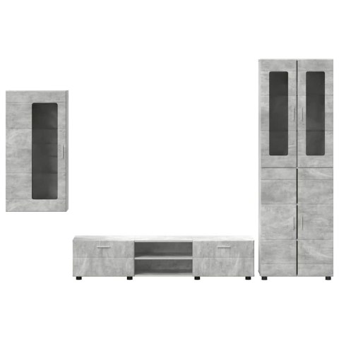 Zestaw szafek RTV Betonowy szary Materiał drewnopochodny