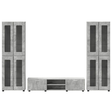 Zestaw szafek RTV Betonowy szary Materiał drewnopochodny