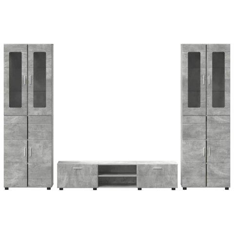 Zestaw szafek RTV Betonowy szary Materiał drewnopochodny