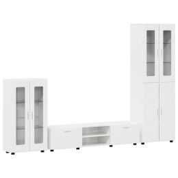 Zestaw szafek RTV Wysoki połysk biały Materiał drewnopochodny