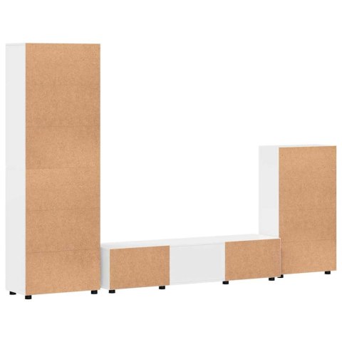 Zestaw szafek RTV Wysoki połysk biały Materiał drewnopochodny