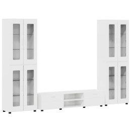 Zestaw szafek RTV Wysoki połysk biały Materiał drewnopochodny