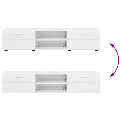 Zestaw szafek RTV Wysoki połysk biały Materiał drewnopochodny