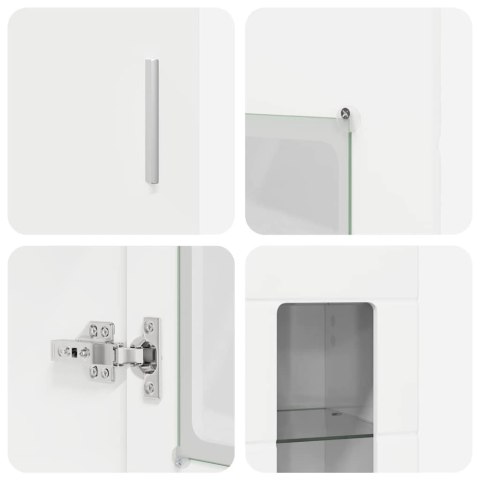 Zestaw szafek RTV Wysoki połysk biały Materiał drewnopochodny