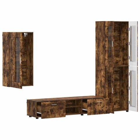 Zestaw szafek RTV z półką Dąb wędzony Materiał drewnopochodny