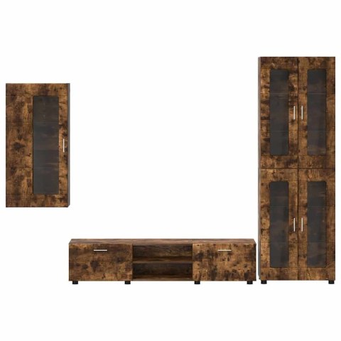 Zestaw szafek RTV z półką Dąb wędzony Materiał drewnopochodny