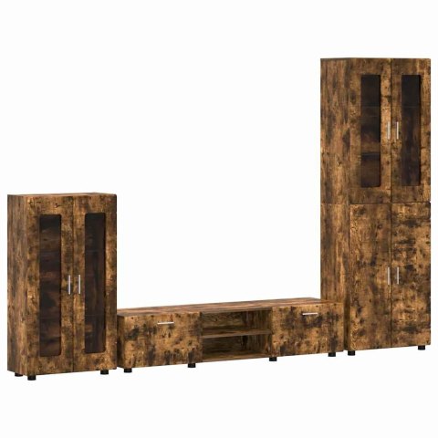 Zestaw szafek RTV z półką Dąb wędzony Materiał drewnopochodny