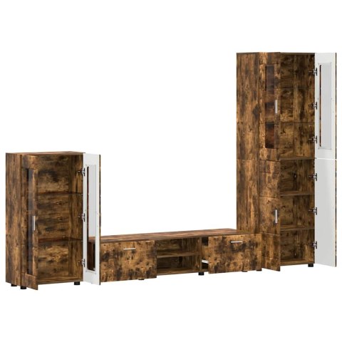 Zestaw szafek RTV z półką Dąb wędzony Materiał drewnopochodny