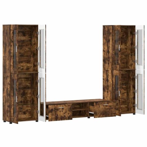 Zestaw szafek RTV z półką Dąb wędzony Materiał drewnopochodny