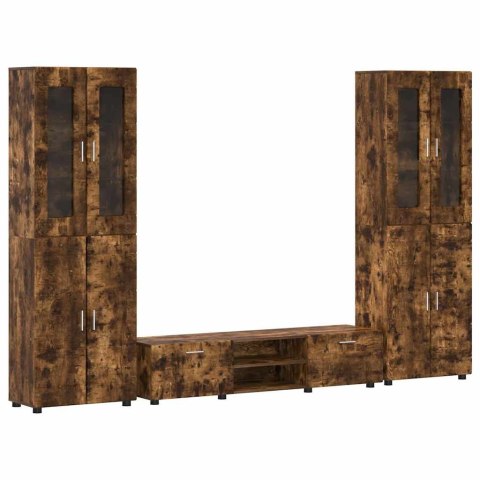 Zestaw szafek RTV z półką Dąb wędzony Materiał drewnopochodny