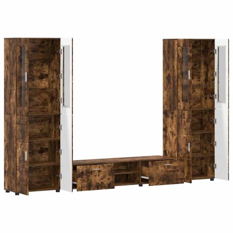 Zestaw szafek RTV z półką Dąb wędzony Materiał drewnopochodny