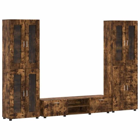 Zestaw szafek RTV z półką Dąb wędzony Materiał drewnopochodny