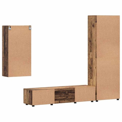 Zestaw szafek RTV z półką Stare drewno Materiał drewnopochodny