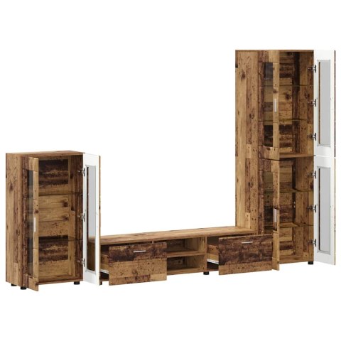 Zestaw szafek RTV z półką Stare drewno Materiał drewnopochodny