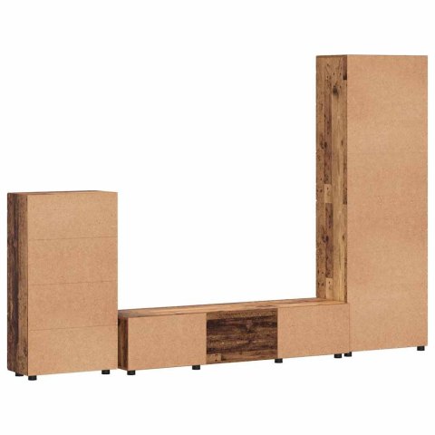 Zestaw szafek RTV z półką Stare drewno Materiał drewnopochodny