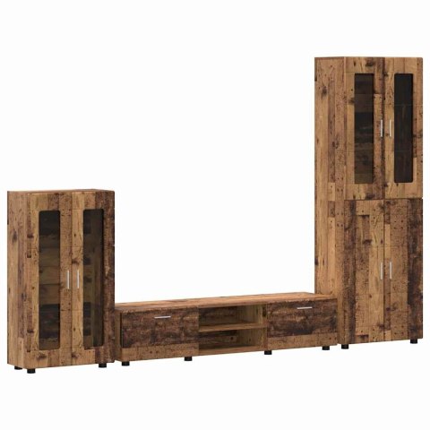Zestaw szafek RTV z półką Stare drewno Materiał drewnopochodny