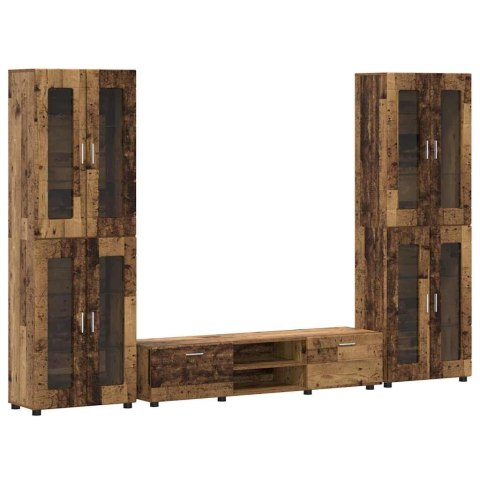 Zestaw szafek RTV z półką Stare drewno Materiał drewnopochodny