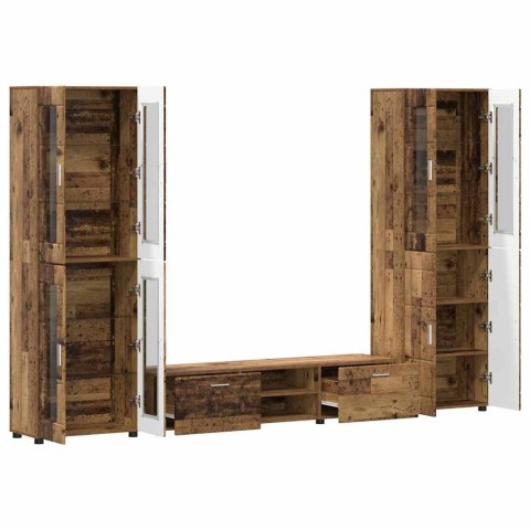 Zestaw szafek RTV z półką Stare drewno Materiał drewnopochodny