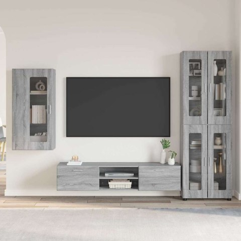 Zestaw szafek RTV z półką Szary Sonoma Materiał drewnopochodny