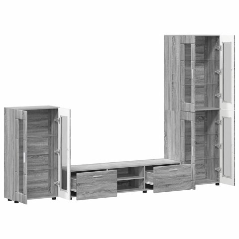 Zestaw szafek RTV z półką Szary Sonoma Materiał drewnopochodny