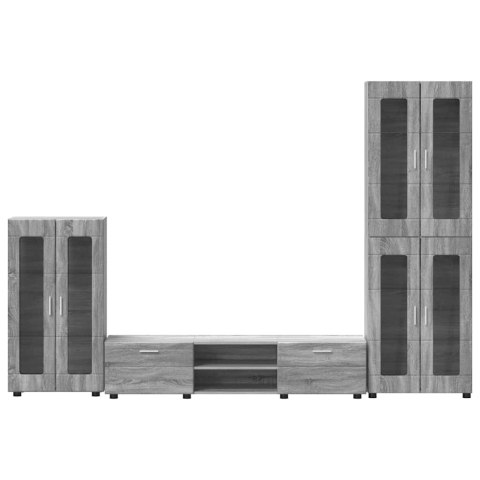 Zestaw szafek RTV z półką Szary Sonoma Materiał drewnopochodny