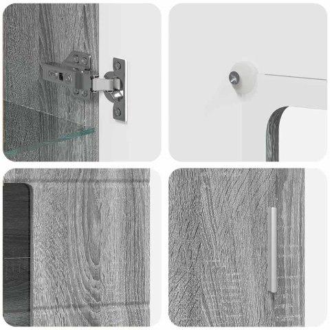 Zestaw szafek RTV z półką Szary Sonoma Materiał drewnopochodny