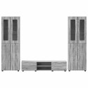 Zestaw szafek RTV z półką Szary Sonoma Materiał drewnopochodny