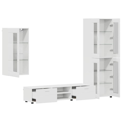 Zestaw szafek RTV z szufladą Biały Materiał drewnopochodny