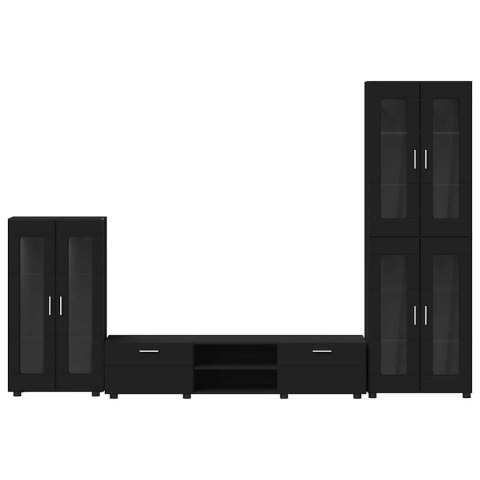 Zestaw szafek RTV z szufladą Czarny Materiał drewnopochodny