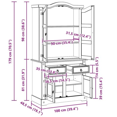 Bufet z szufladą Biały 100 x 48,5 x 179 cm Lite drewno sosnowe