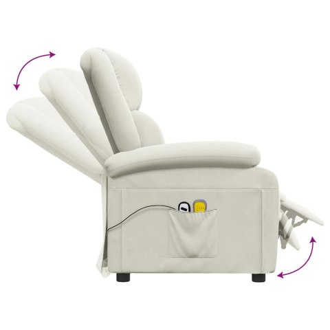 Elektryczny fotel masujący, kremowy, aksamitem