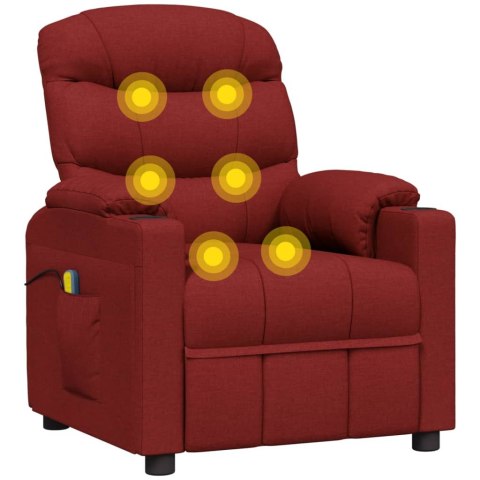 Elektryczny fotel masujący, winna czerwień, tkanina