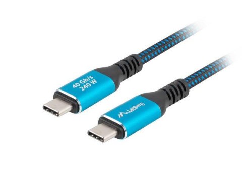 Kabel Lanberg USB-C M/M USB4 0,5M 240W 8K 60Hz Czarno-niebieski