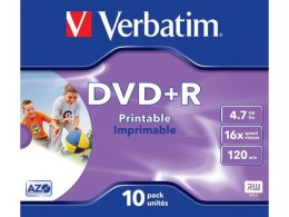 Płyty DVD+R Verbatim 4.7GB X16 printable (10 Jewel Case)