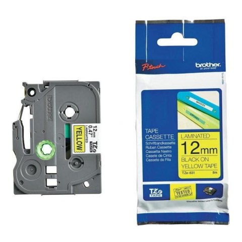 Taśma Brother P-Touch TZe-631 12mm x 8m (TZE631) - żółta, czarny nadruk