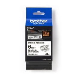 Taśma Brother P-Touch TZe-S211 6mm x 8m (TZES211) - biała, czarny nadruk