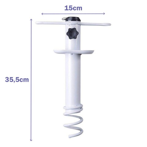 Marbueno Pincho Parasol Succion Stal Biały 35,5x15x6 cm Plaża Ogród 10506