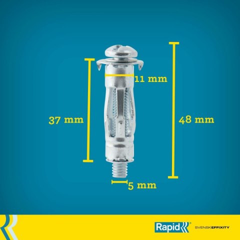 Wtyki i wkręty Rapid Ø 11 x 37 mm M5 x 48 mm Metal Ekspansja 10 Sztuk